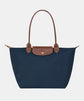 Navy blue tote with leather accents Sheikhmarketplace