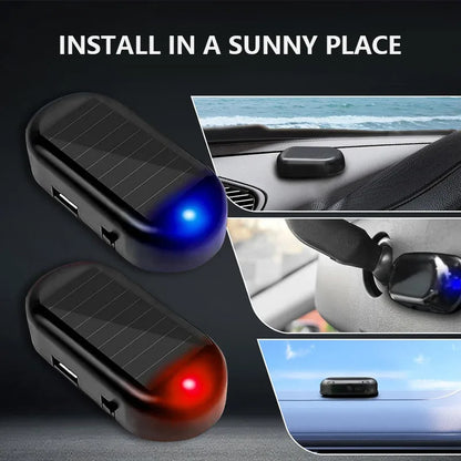 1/2Pcs Car Fake Security Light Solar Powered Simulated Dummy Alarm Wireless Warning Lamp LED Flashing Anti Theft Caution Lamp
