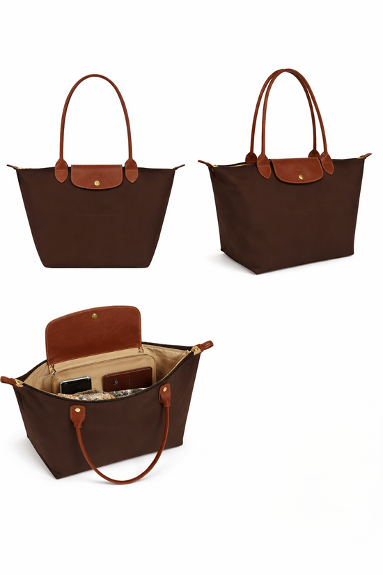 Elegant brown nylon bag
